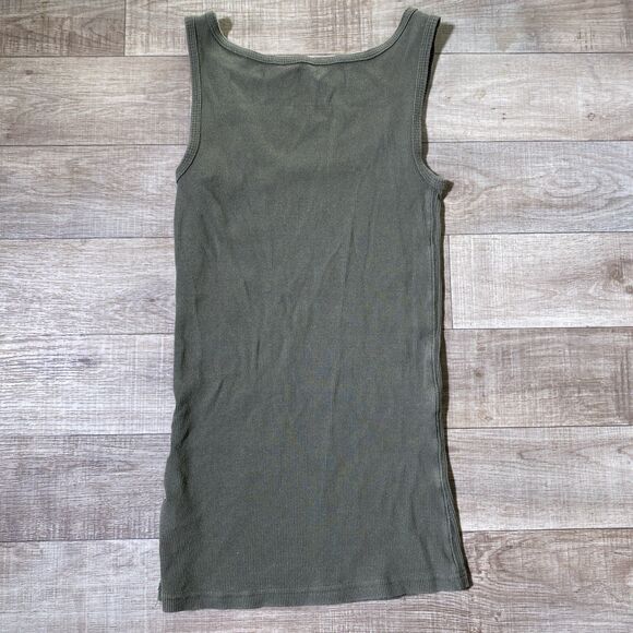 Army Green Faded Glory Y2K Ribbed Knit Tank Top Women's Size Small - Picture 5 of 8